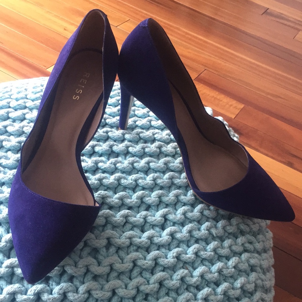 Reiss indigo Half d’Orsay sexy pumps- suede